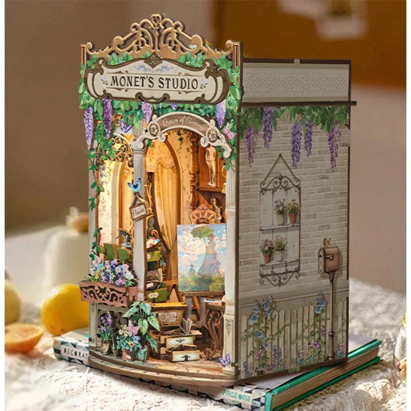 Diy Wooden Book Nook Kit Shelf Insert - Kit de Modelo DIY de Estante