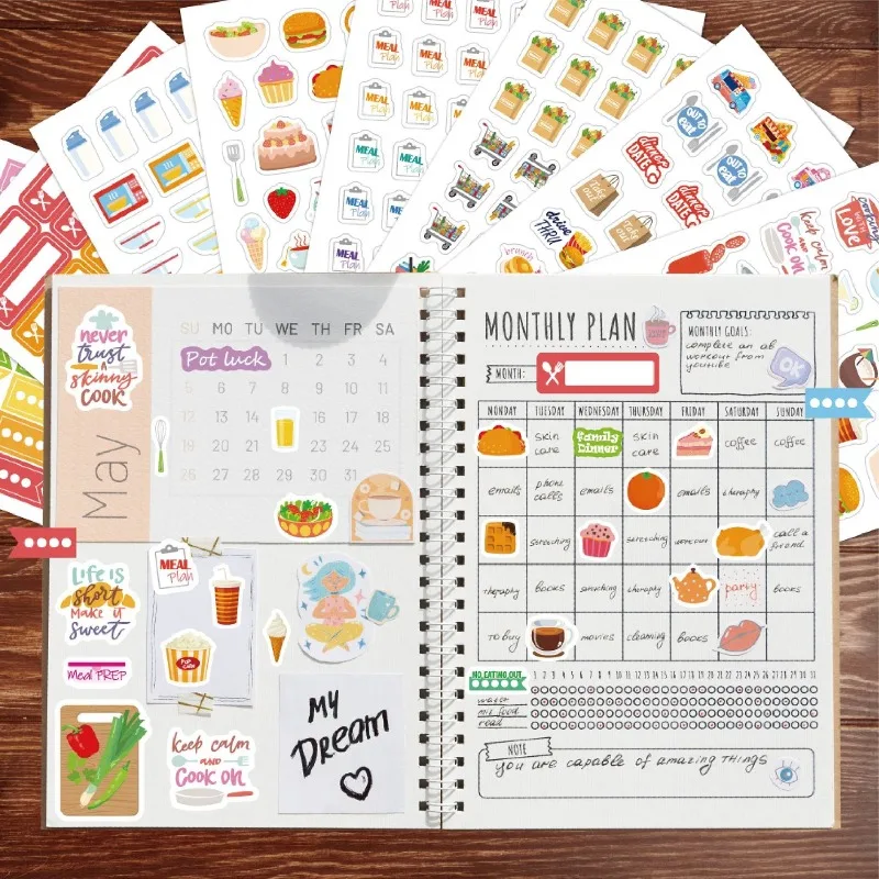 Stationery Books - Adesivos de planejamento de alimentos, papelaria,