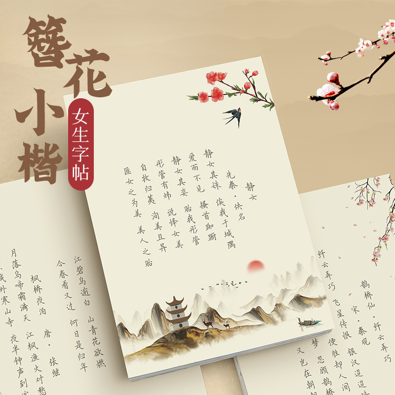 Chinese Calligraphy Practice Book - Caderno de Caligrafia Kai Pequeno com