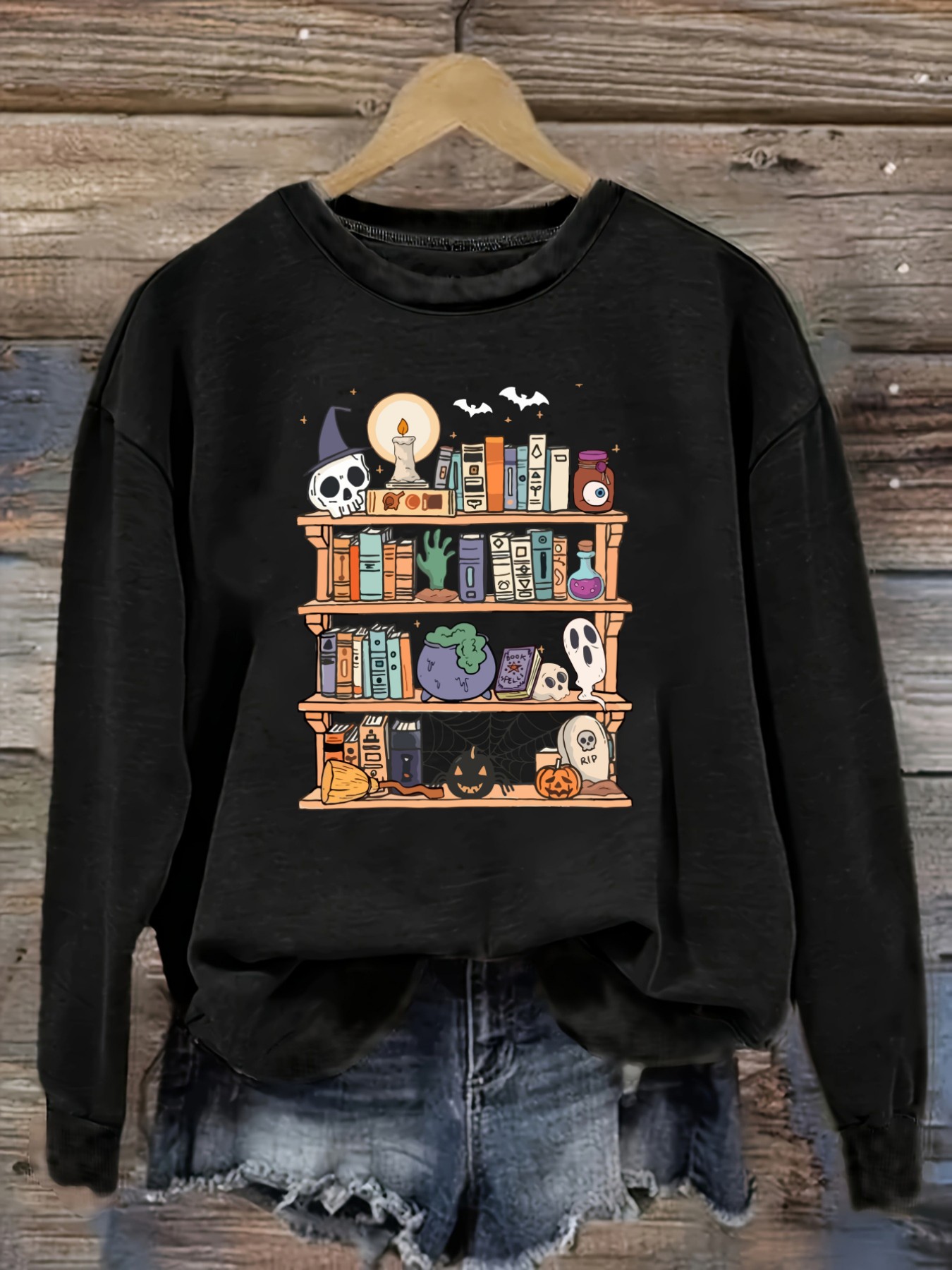 Books - Camiseta Feminina Casual de Manga Longa