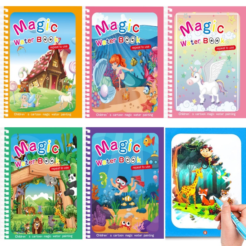 Reusable Water Magic Coloring Book - Livro de desenho de água mágico
