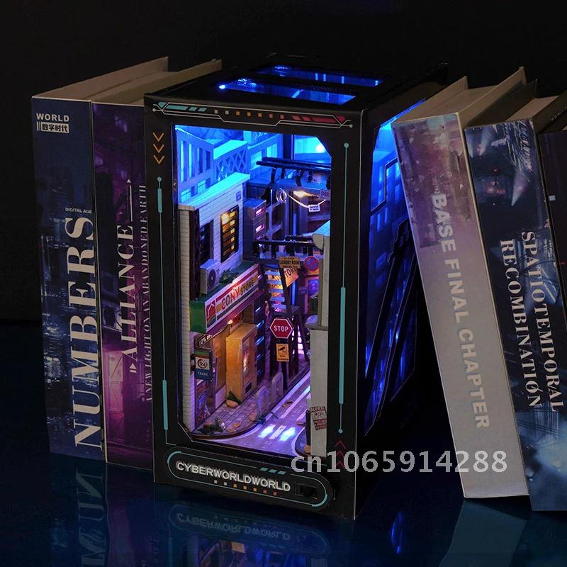 Criativo diy livro de madeira  - Diy Wooden Book Nook Kit Shelf Insert avaliação e preço